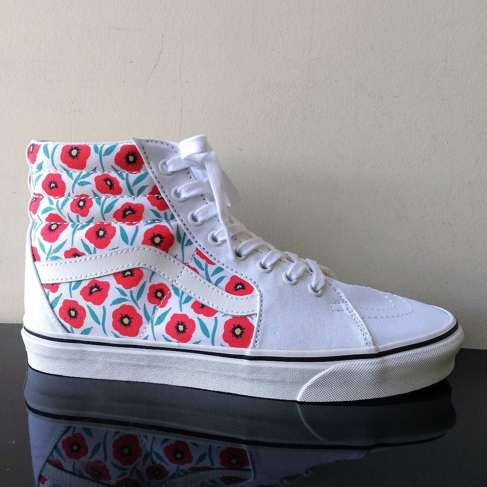 Vans Men's Sk8-Hi Flowers Print Leather / Canvas Sneaker